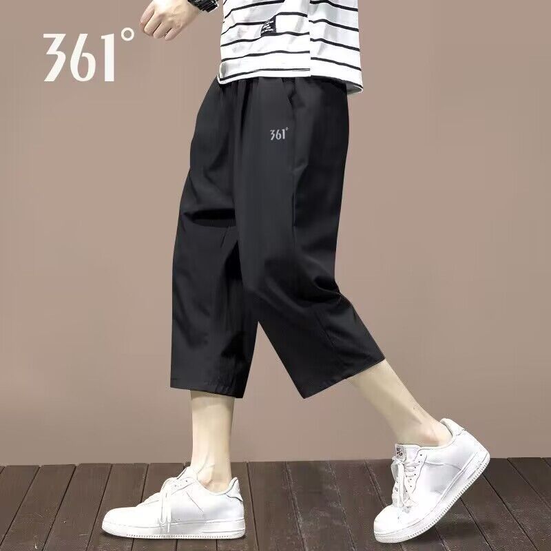361°运动裤男裤秋冬宽松冰丝七分裤361度运动短裤男款速干休闲裤