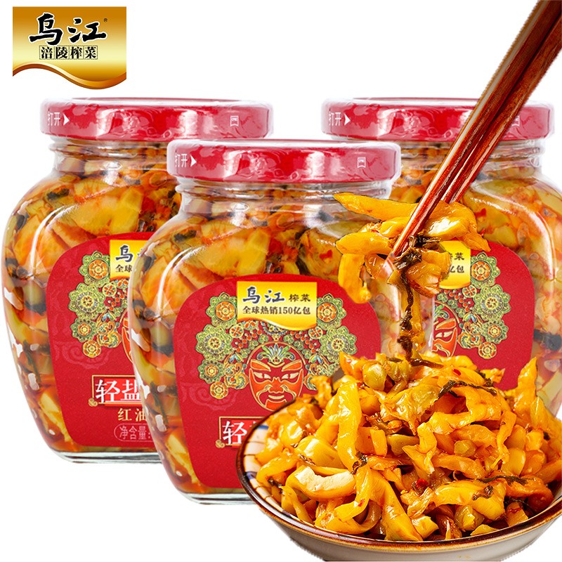 乌江榨菜涪陵下饭红油榨菜300g瓶装即食正宗开胃佐餐咸菜轻盐鲜脆