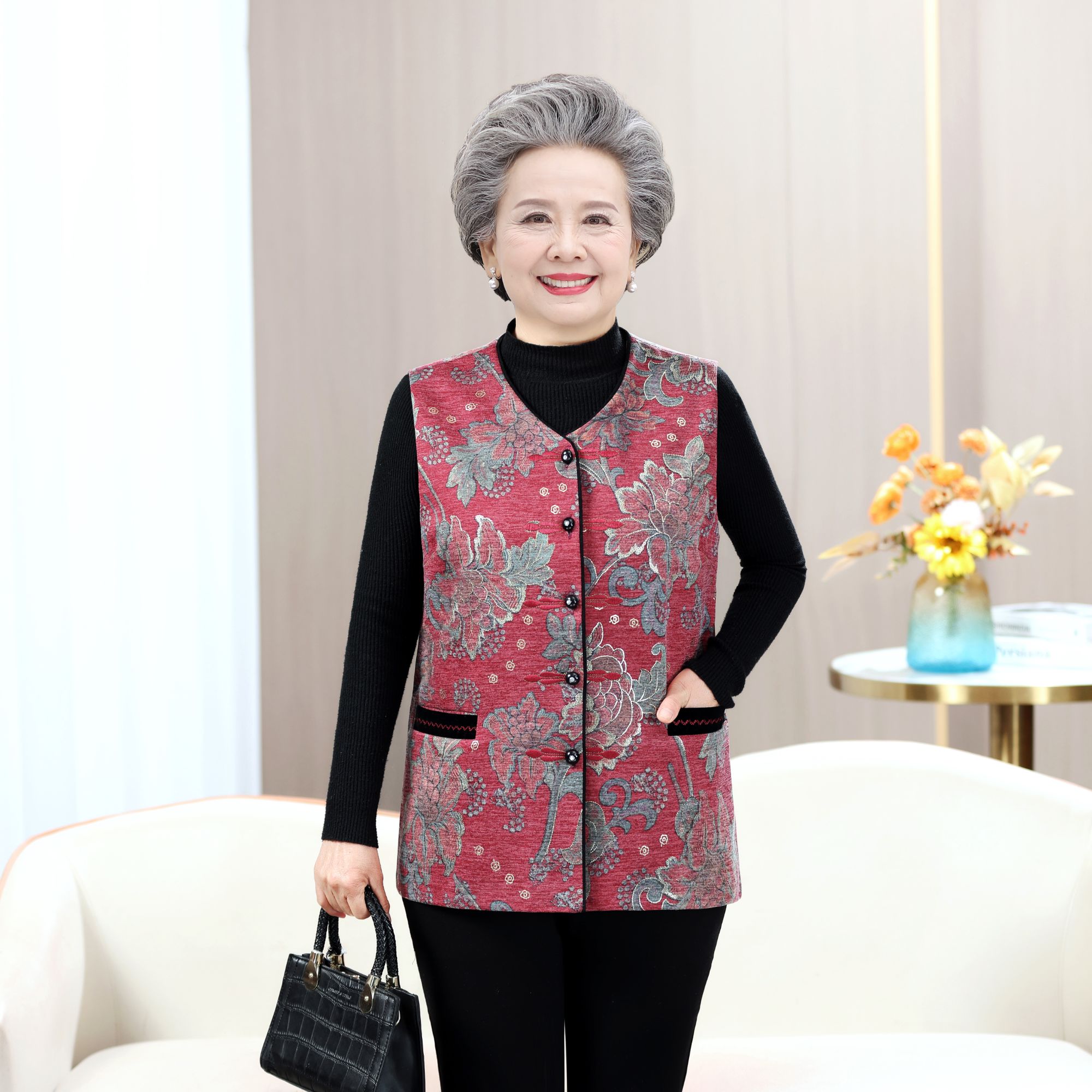 老年人女装春秋季马甲奶奶装背心老人衣服妈妈外套老太太坎肩外穿