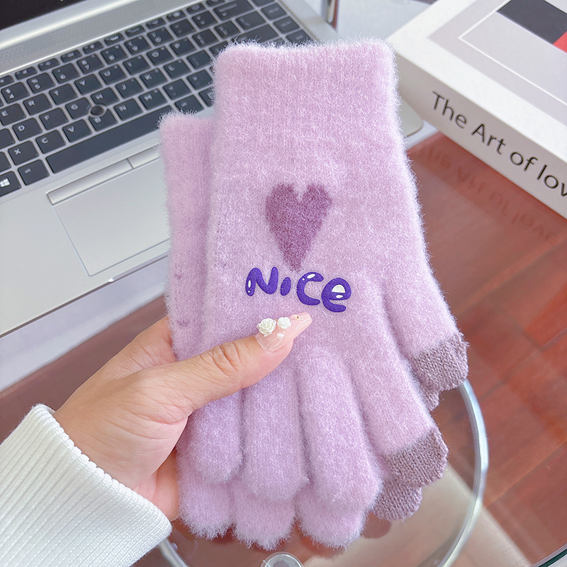 秋冬季保暖手套女士户外骑行骑车防寒防冻分指可触屏韩系学生五指