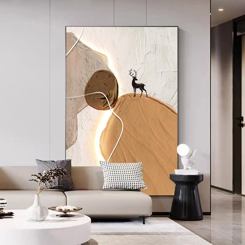 石来运转艺术微喷轻奢抽象沙发背景墙高级感温柔的卧室挂画装饰画