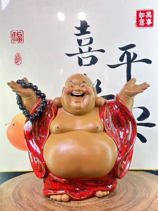 【喜迎天下客笑佛】石湾公仔陶瓷制品尺寸40*20*34