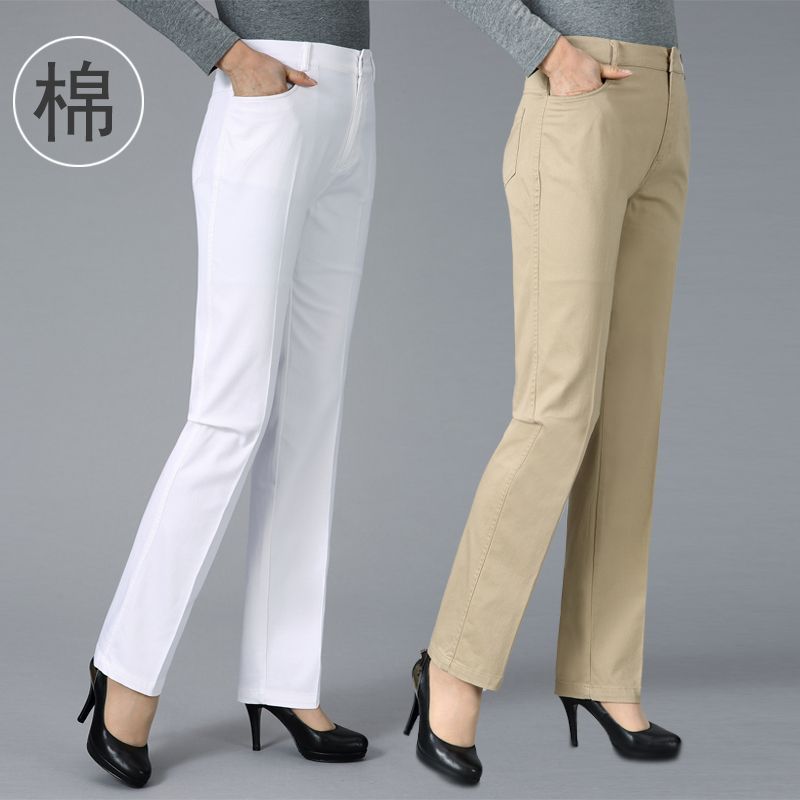 中年妈妈牛仔裤女士高腰显瘦休闲宽松弹力秋冬加绒加厚大码直筒裤