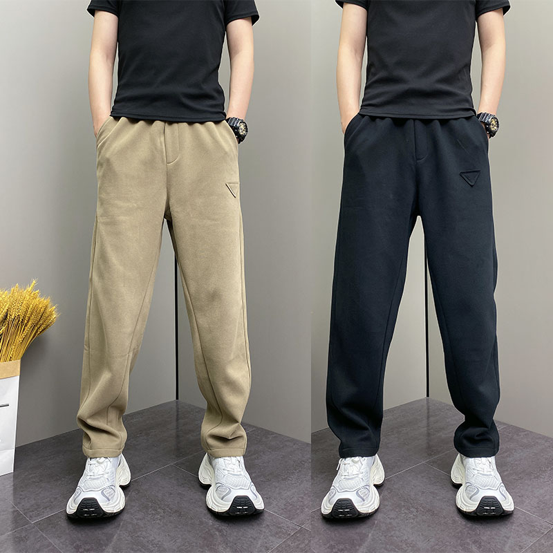 2025春秋季宽松垂感直筒裤男士时尚复古卡其休闲裤百搭棉质运动裤