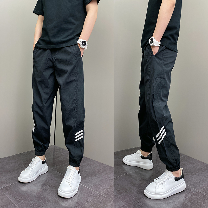 春秋季潮流男士痞帅时尚简约青年宽松哈伦束脚裤运动休闲长裤子男