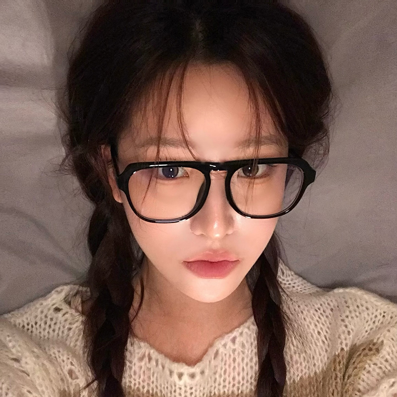 港风复古黑框圆脸显瘦眼镜女素颜复古文艺防蓝光平光镜可配度数男