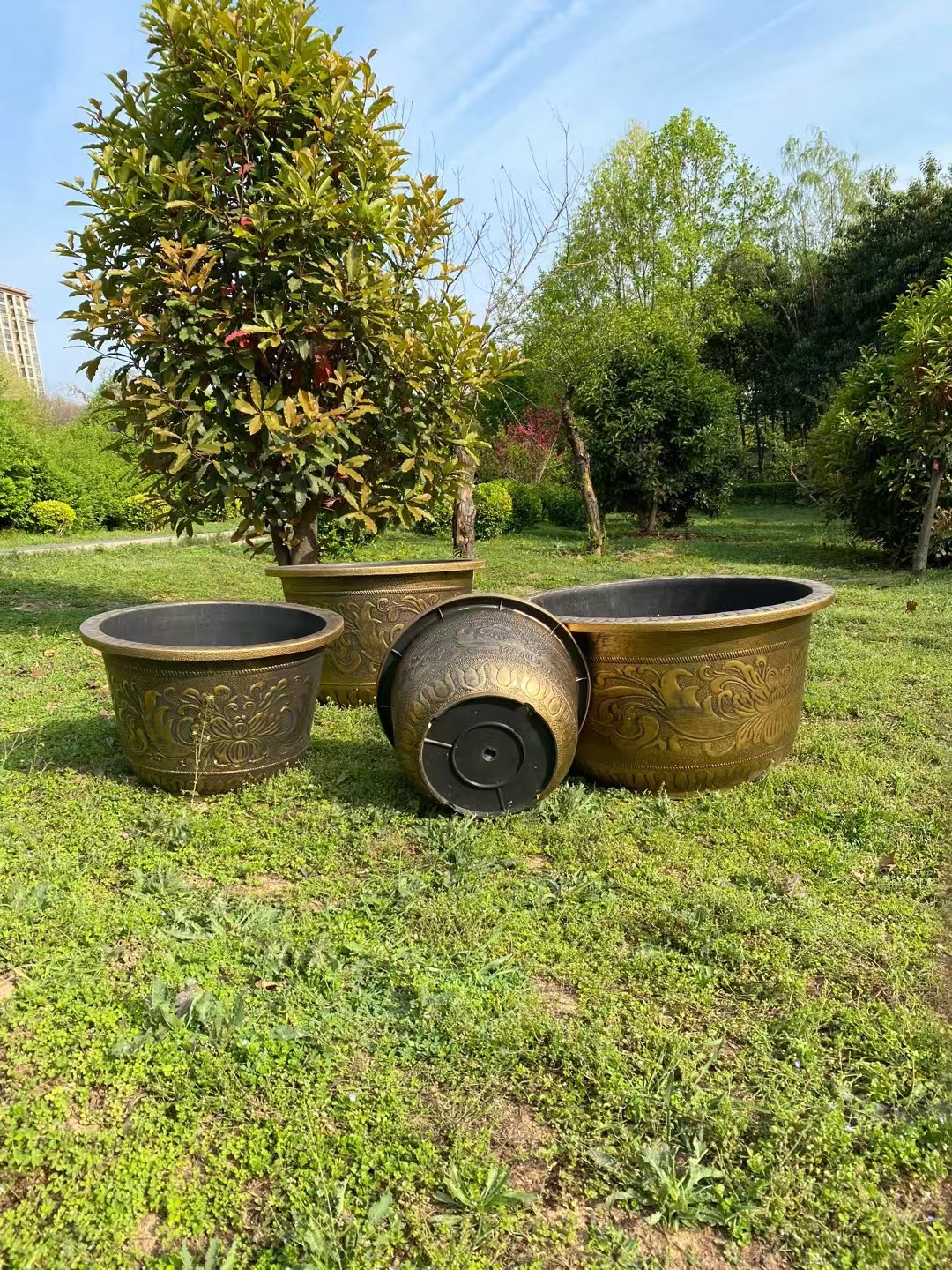 特价 福利款耐用美观手工户外圆形铝塑时尚大花盆阳台庭院养鱼盆