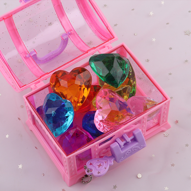 宝石玩具女孩水晶女童挖宝箱幼儿奖励塑料爱心亚克力小钻石男童