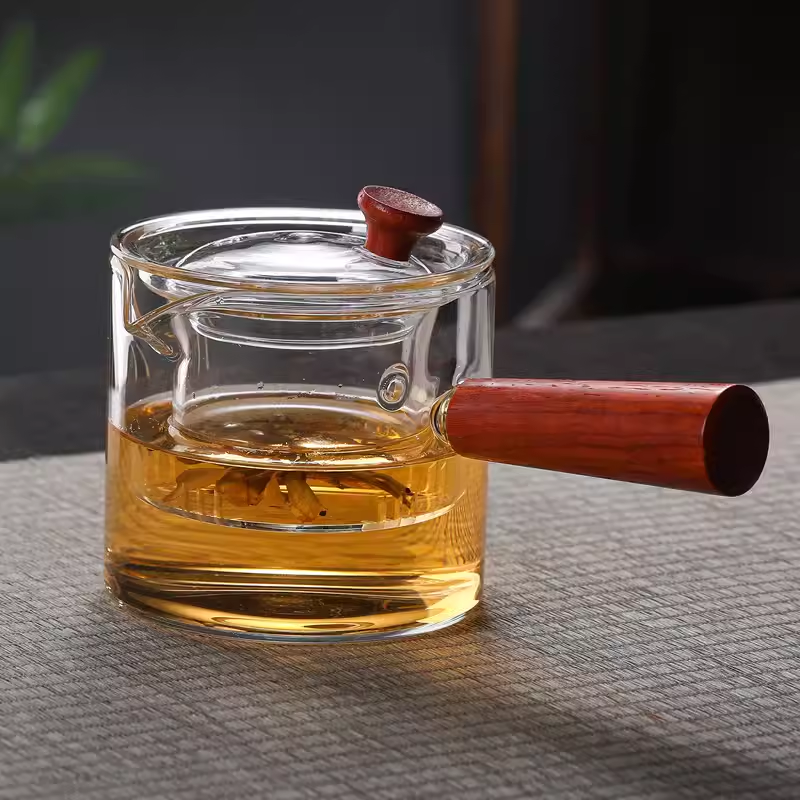 玻璃侧把壶耐高温木把煮茶壶直觉煮茶器泡茶壶电陶炉明火烧水壶