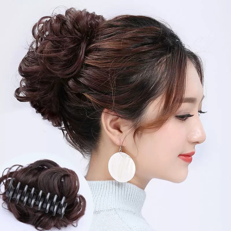 花苞头假发女盘发器丸子头丸子头假发圈发饰短发抓夹发夹头饰头花