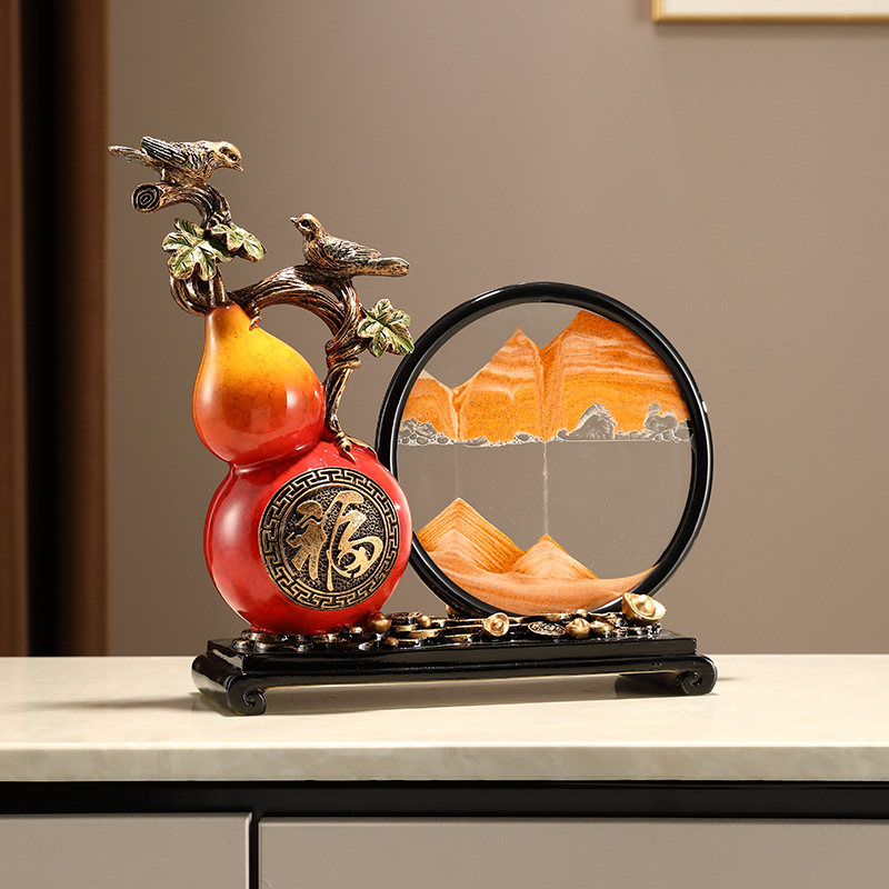 新中式创意流沙画沙漏葫芦摆件客厅玄关电视柜酒柜办公室高档装饰