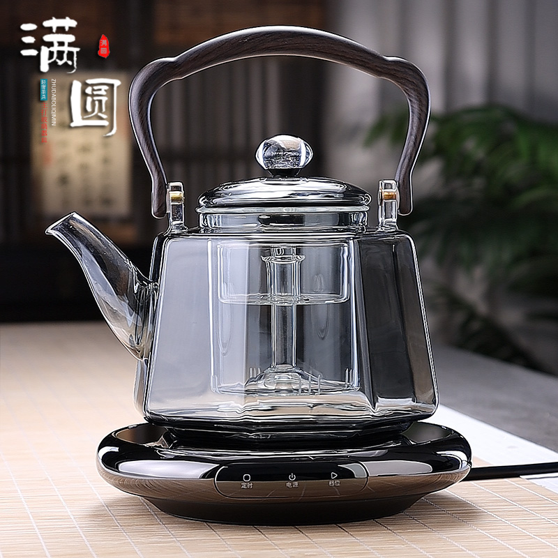 轻奢耐热加厚玻璃八宝提梁壶喷淋茶壶电陶炉多功能蒸煮茶壶泡茶壶