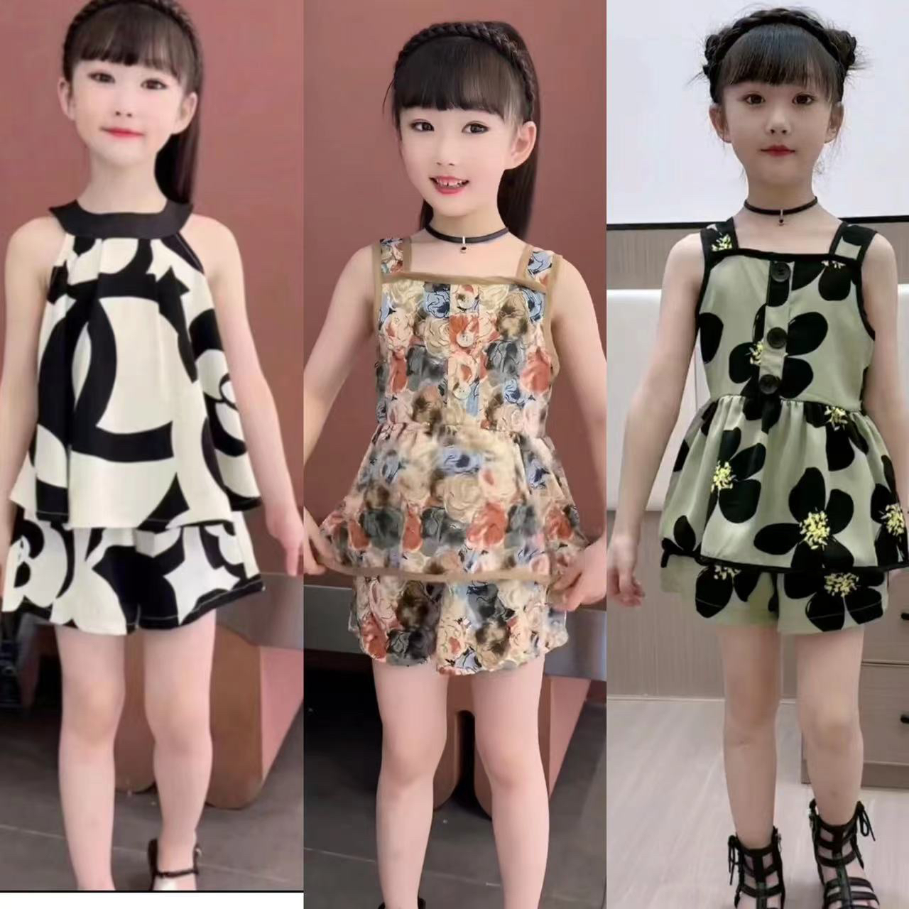 女童夏装薄款套装2025宝宝时尚夏季无袖洋气童装短裤儿童两件套
