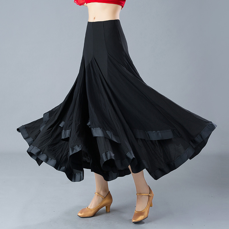 摩登舞半身裙新款广场舞蹈裙交际舞长裙国标舞练习裙交谊舞大摆裙