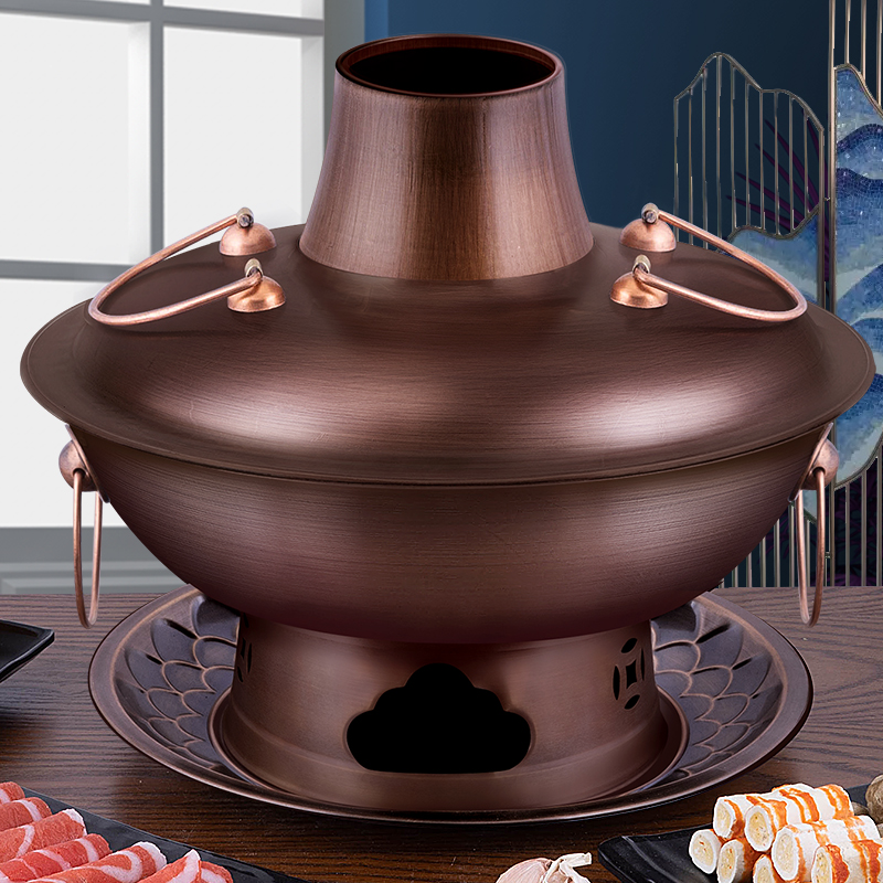 铜匠人 老式仿古加厚纯木炭铜火锅纯紫铜老北京传统家用商用烧炭