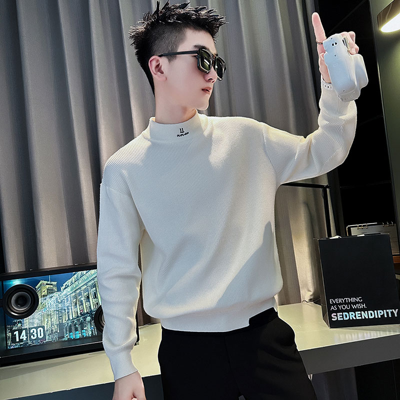 半高领男士毛衣秋冬季2025新款爆款假两件拼接针织衫长袖打底线衣