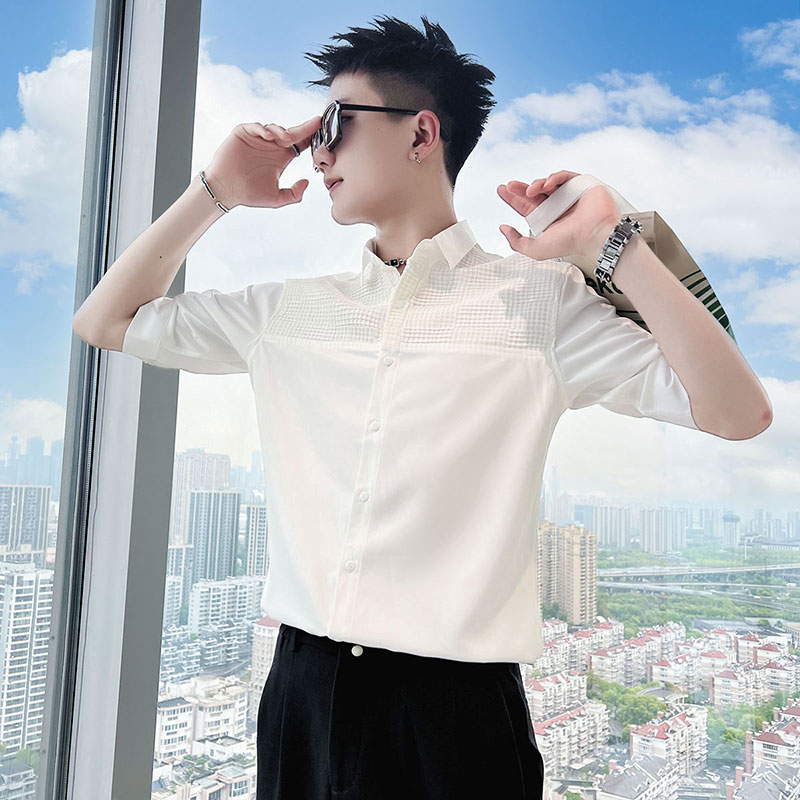 男士短袖衬衫夏季薄款2025新款爆款潮牌男装寸衫痞帅百搭休闲衬衣