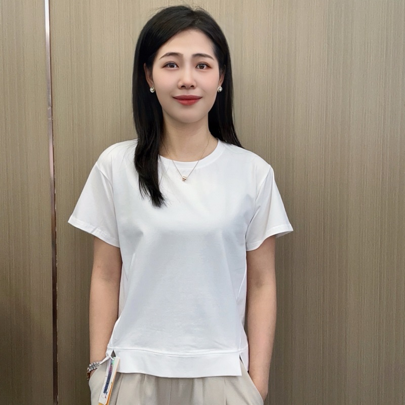 金六指夏季新款女士圆领纯色短袖百搭时尚舒适休闲款户外