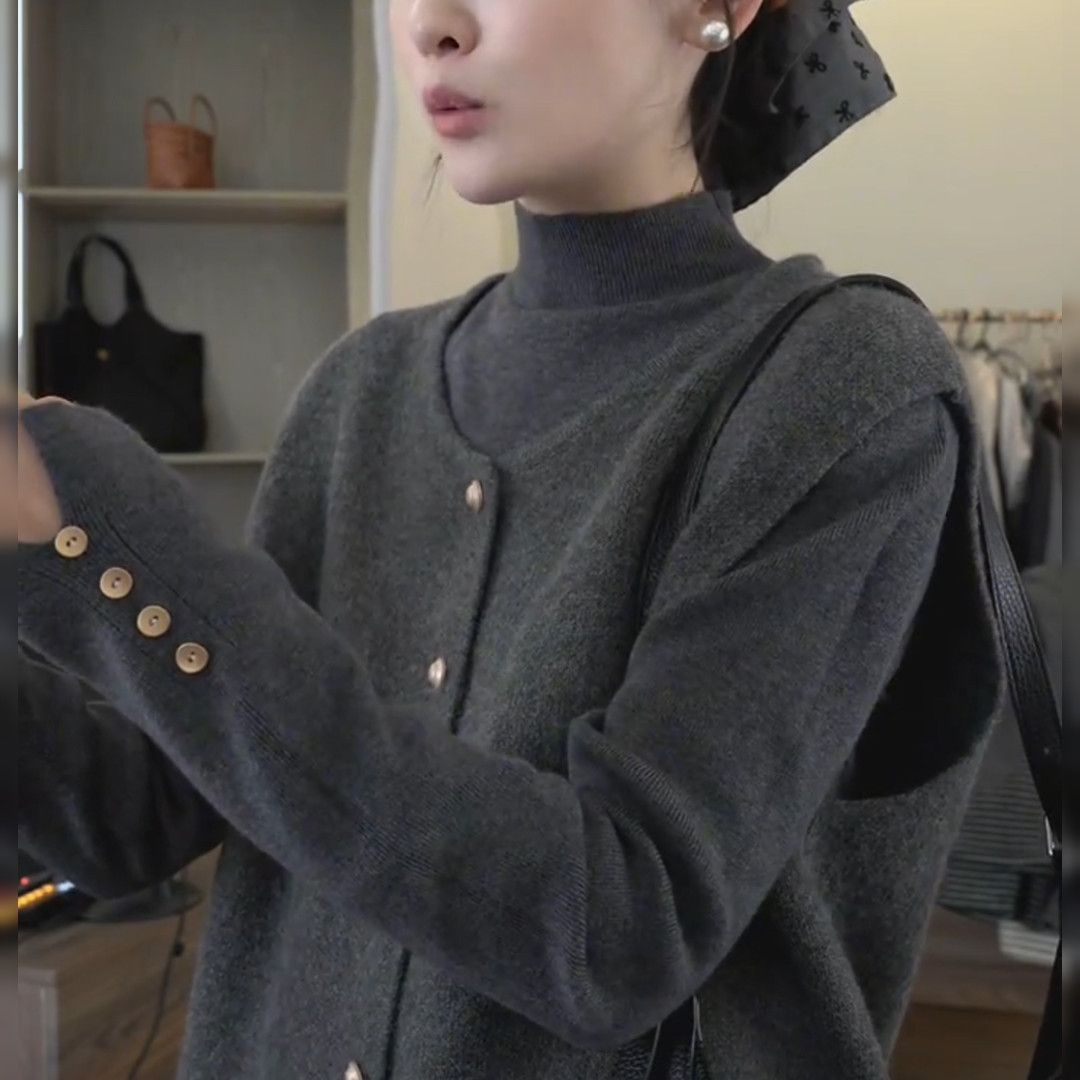 【新中式通勤】内搭爆款遮肉气质打底+叠穿马甲针织两件套X127+X131