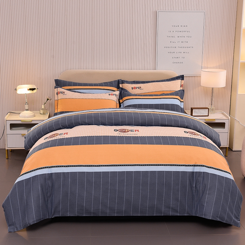 【四季款】纯棉全棉四件套三件套可裸睡床上用品（枕套随机部位裁剪）