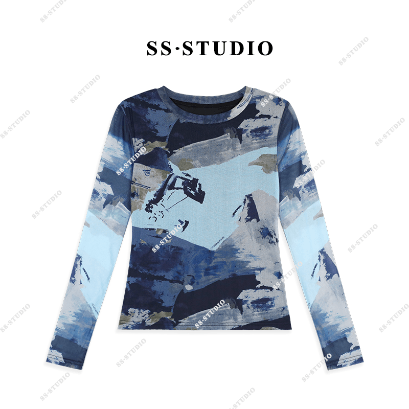 【SUSU】百搭气质撞色圆领T恤时尚休闲长袖打底上衣SS-9820