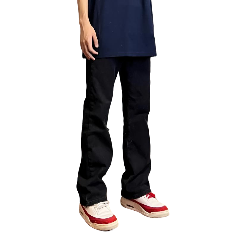 【奥特曼推荐】【粉丝福利】美式高街黑色基础款复古水洗微喇牛仔裤男