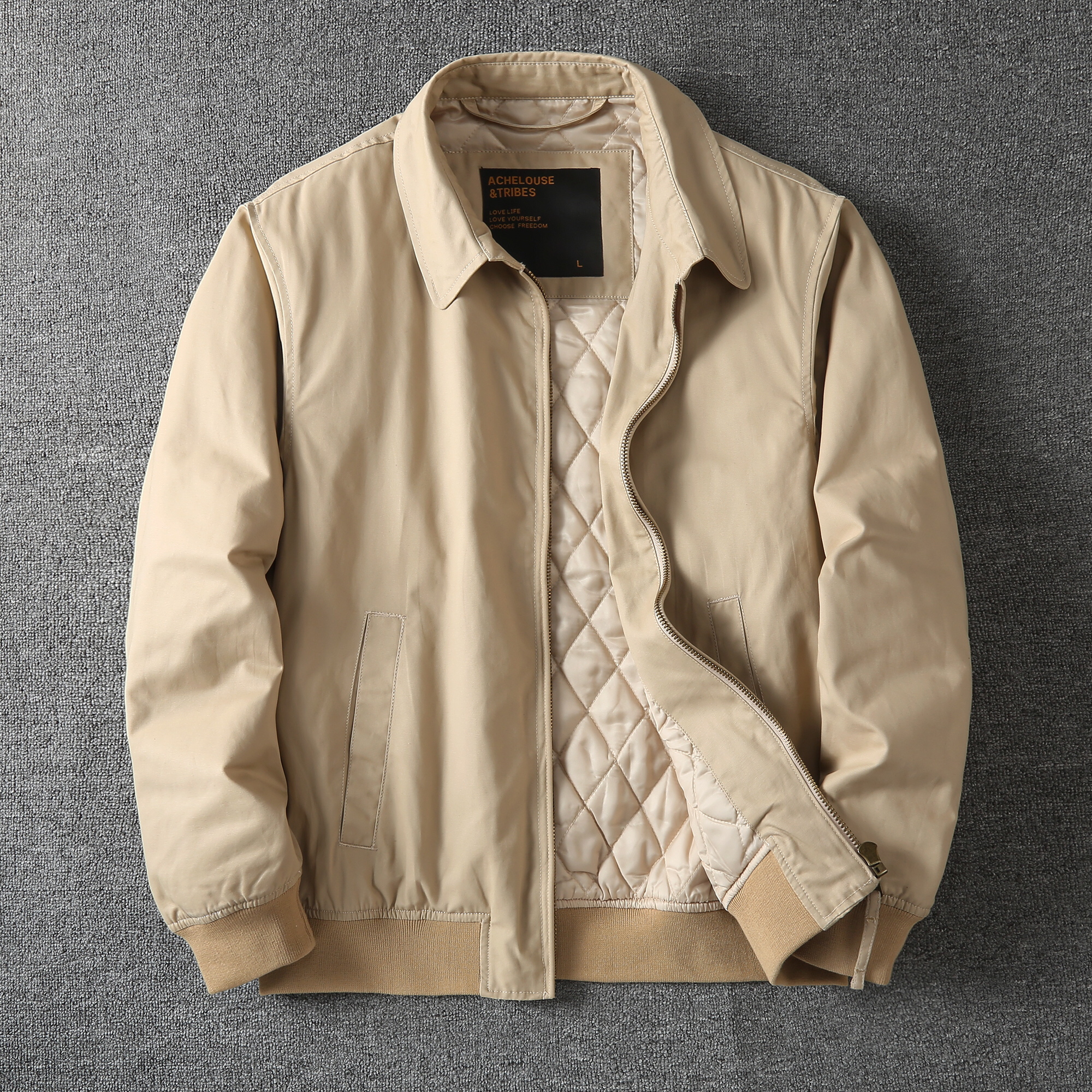 冬季美式休闲青年翻领夹棉厚款夹克外套男 户外工装水洗纯棉上衣