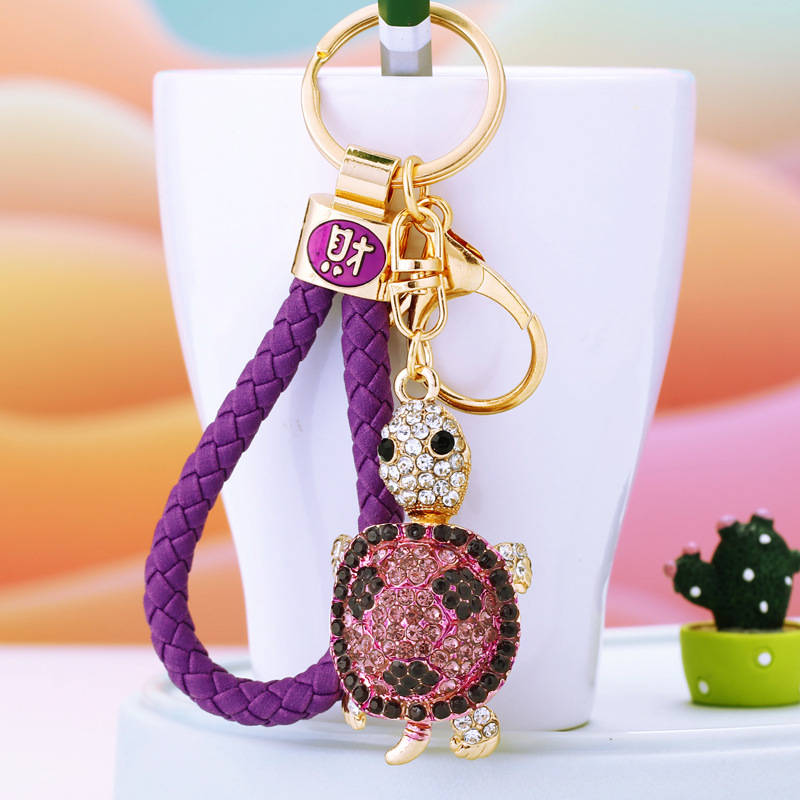 新款招财镶水钻合金乌龟钥匙扣女可爱包包配饰汽车挂件钥匙链饰品