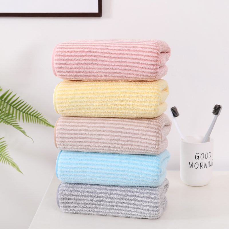 【5条装】珊瑚绒毛巾洗脸巾柔软不掉色 吸水不掉毛家用速干成人条纹