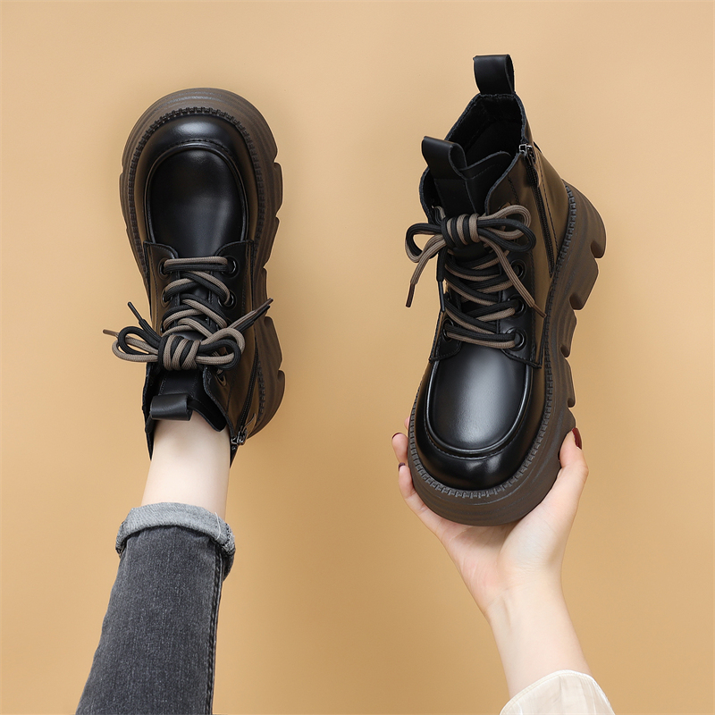 增高厚底马丁靴女2025新款春秋复古软底单靴低帮不累脚炸街小短靴