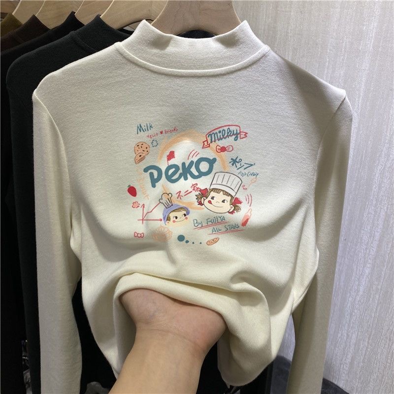 中大童半高领打底衫春秋百搭女童2025新款洋气长袖保暖德绒上衣潮