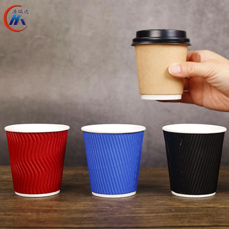 8oz10oz12oz一次性咖啡杯瓦楞杯办公车载商用家用加厚防烫带盖杯