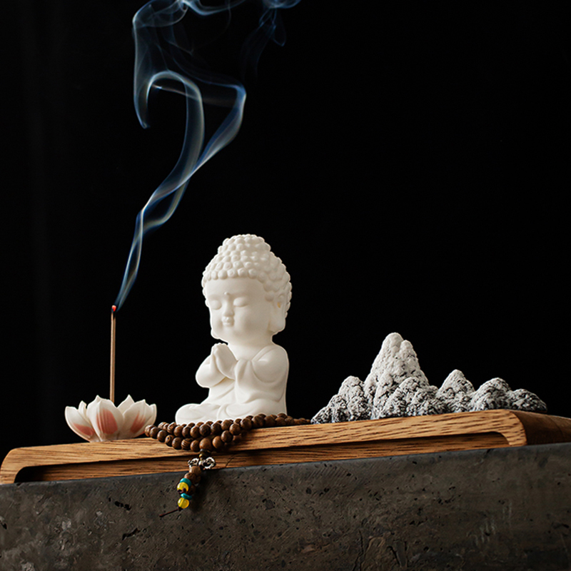 久造中式小如来摆件创意陶瓷家用禅意香薰炉茶桌檀香线香插装饰品