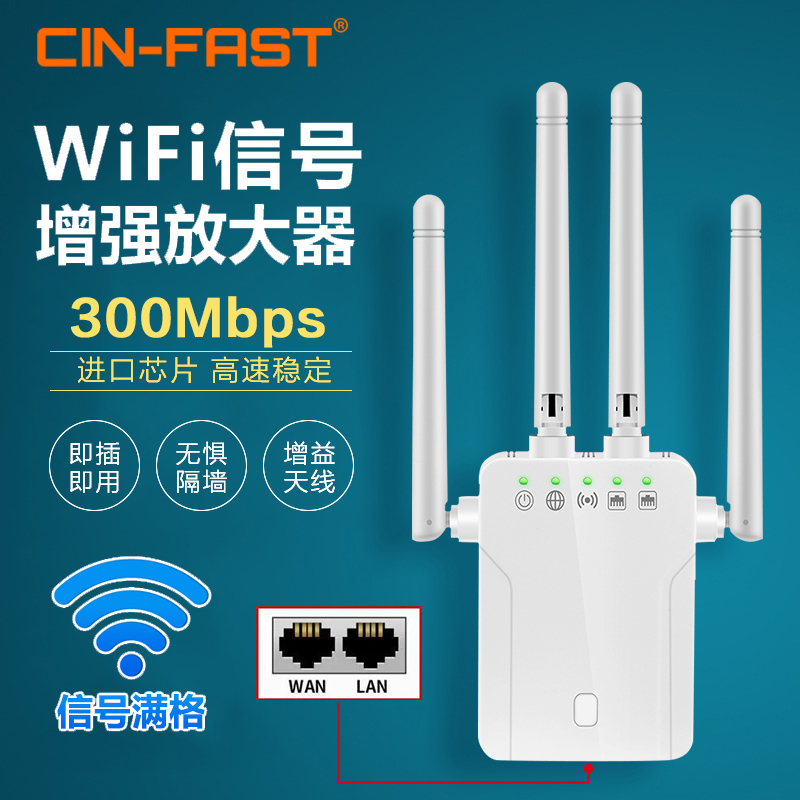 CIN-FASTwifi信号放大器网络信号增强器家用移动路由器无线中继器