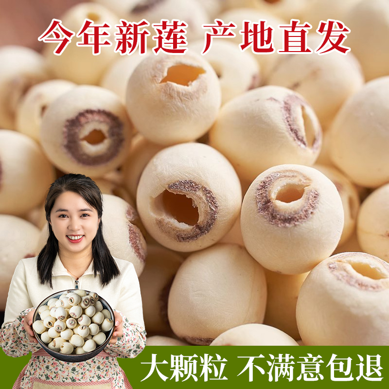 精选正宗湘潭莲子大颗白莲500g磨皮去芯红皮带芯干货煮粥煲汤250g