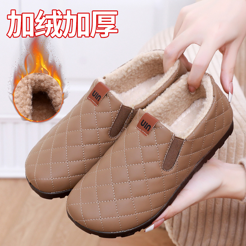 冬季新款加绒毛毛鞋女老北京布鞋女防滑保暖软底时尚平底豆豆棉鞋