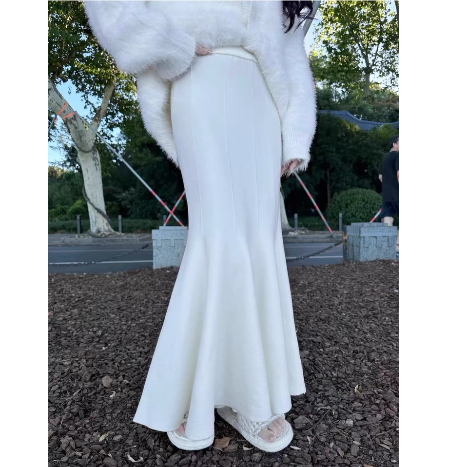 【仙女鱼尾裙】【高级有垂感】秋冬款孕妇半身裙无托腹针织加长孕妇装