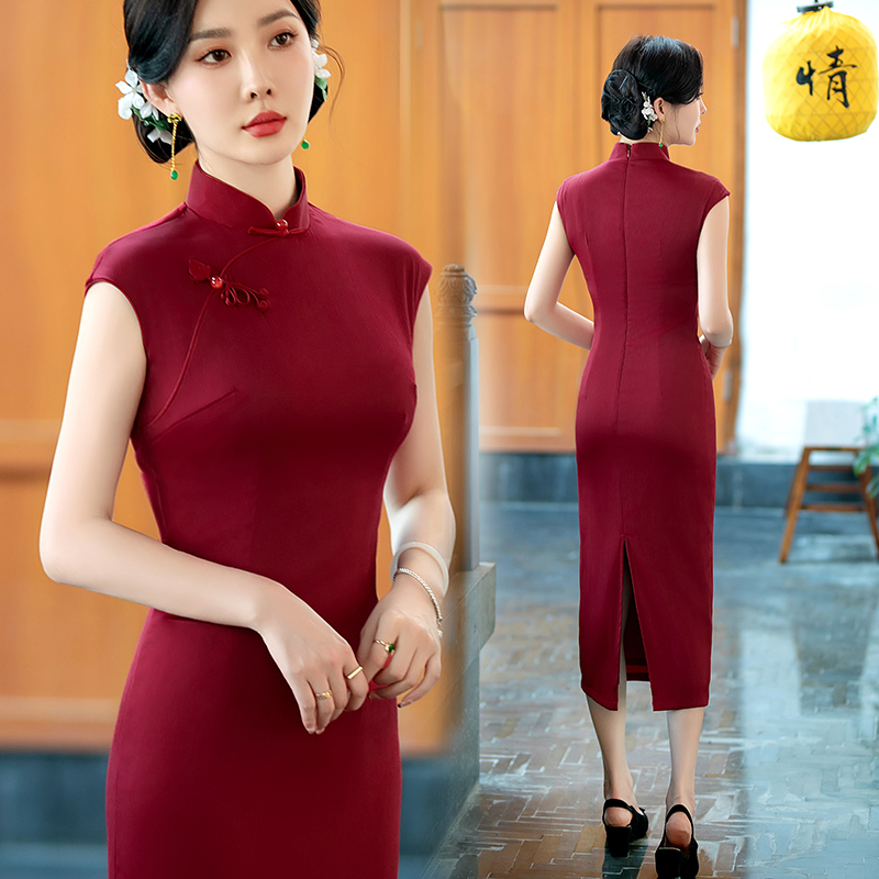 喜婆婆喜妈妈装气质中国风旗袍复古中式新娘礼服优雅中长款连衣裙
