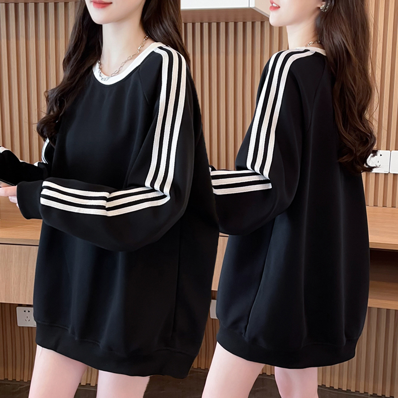 三条杆拼色圆领薄款卫衣男女春秋季新款韩版宽松百搭休闲运动上衣