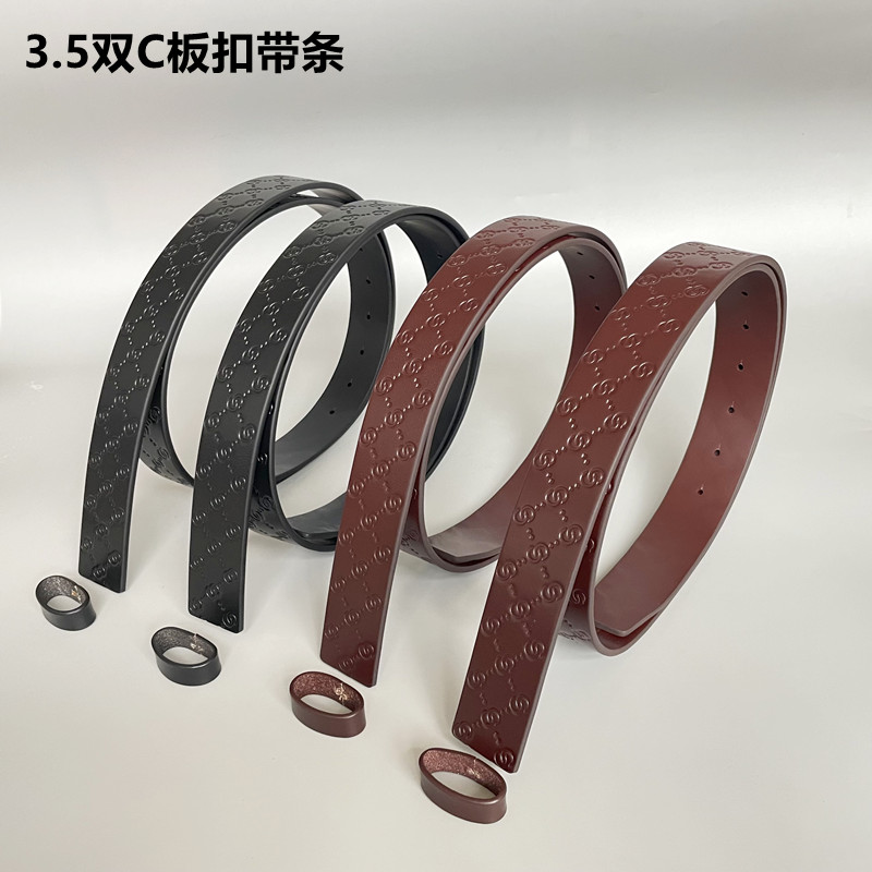 男士头层牛皮带身3.5双C板扣休闲时尚百搭经典平滑扣牛皮皮带条