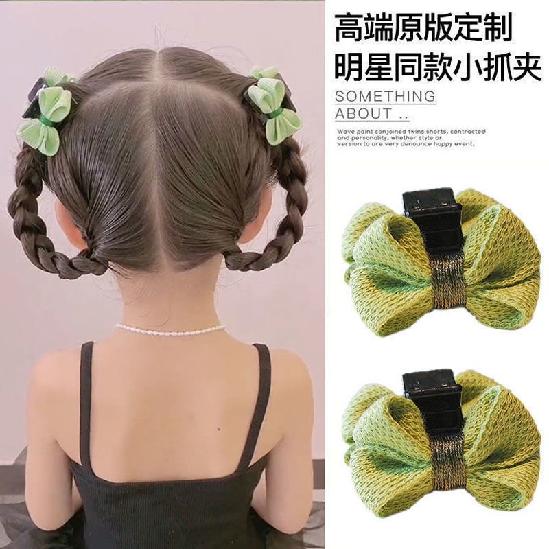 儿童森系小清新纯色布艺双面蝴蝶结抓夹女童简约气质甜美发夹发饰