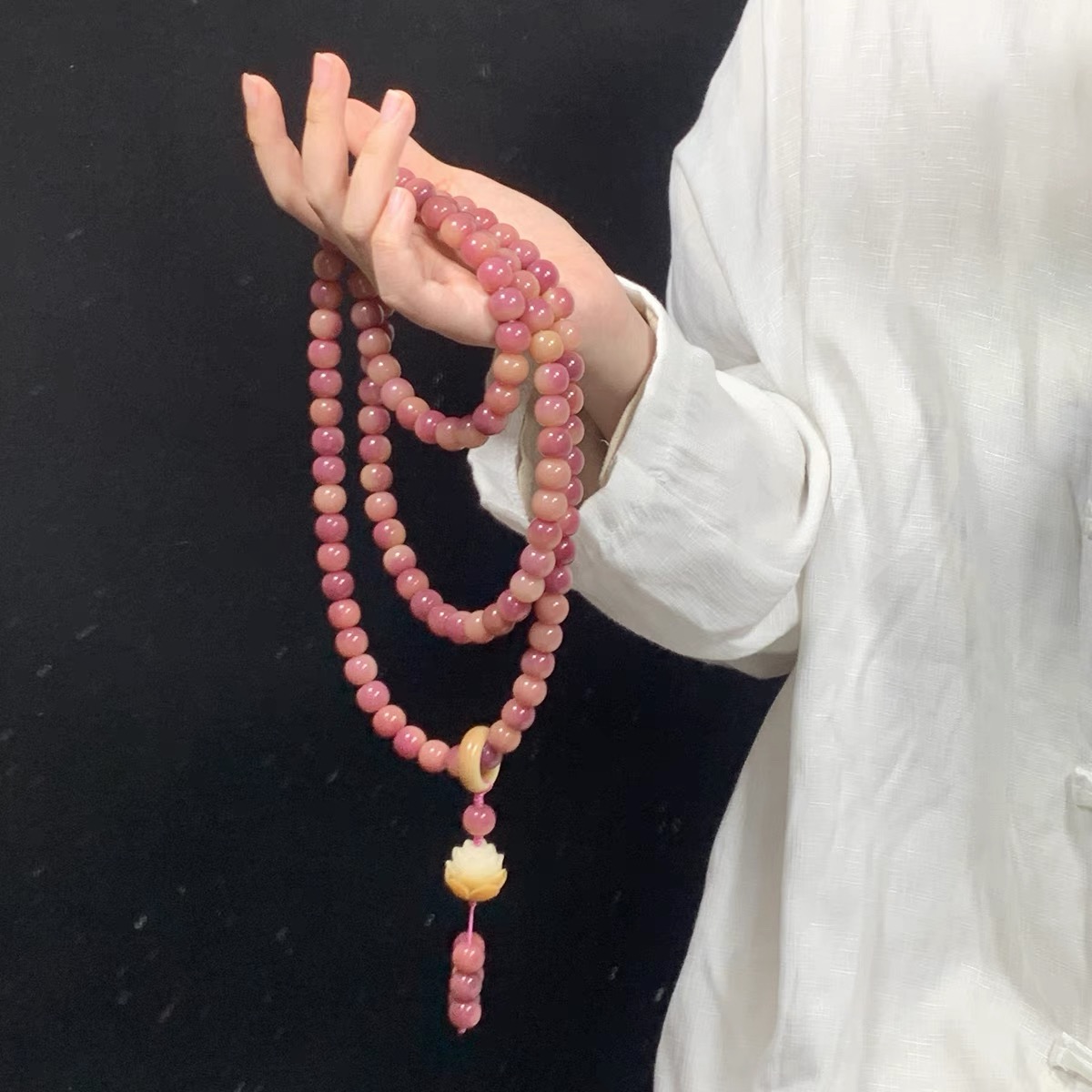 乌梅子酱菩提手串白玉菩提根手持双圈念珠暮色蔷薇文玩珠串脖挂件