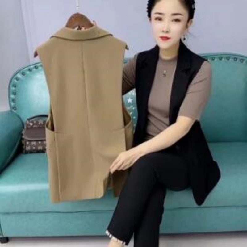 斜纹马甲女2026春季新款无袖西装时尚百搭气质宽松纯色正装马夹薄