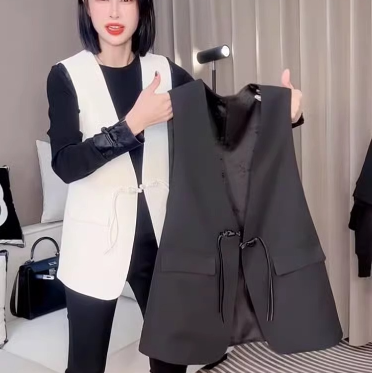 提花两面穿马甲女设计感小众时尚V领无袖背心春装气质外套潮