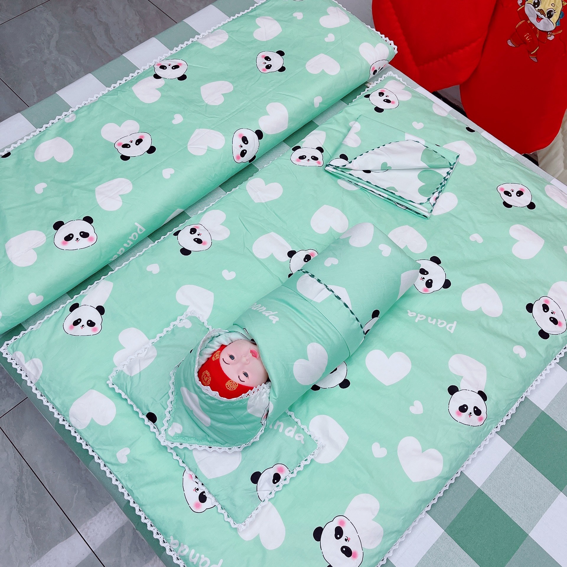 新生儿棉花被褥六件套可拆洗豆豆绒纯棉婴幼儿出产房棉花被三件套