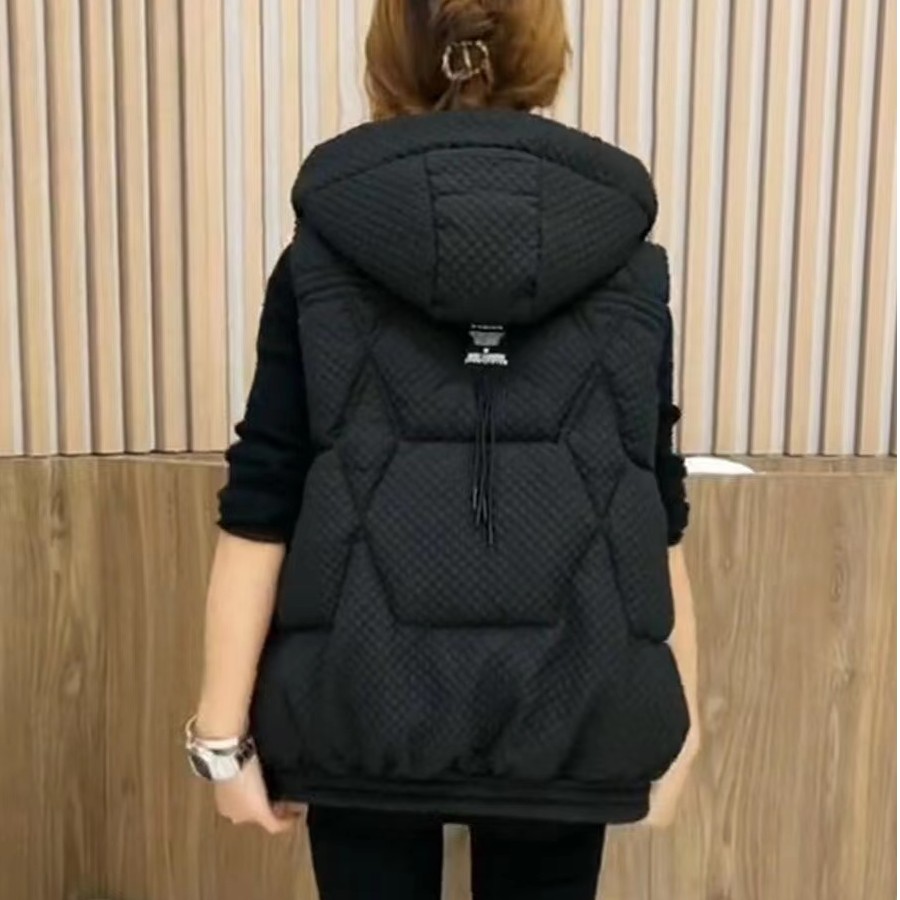 连帽洋气百搭保暖马甲秋冬马夹外穿2025秋季女款网红时尚棉马甲女