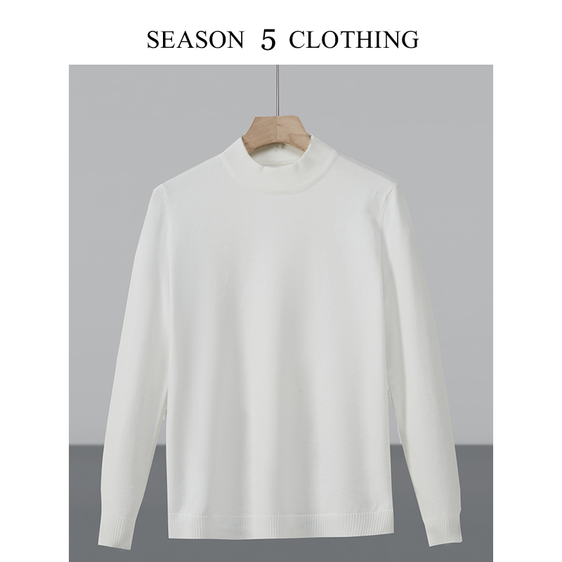 保暖秋冬毛衣头套圆领针织打底衫百搭休闲长袖男士内搭纯色高级感