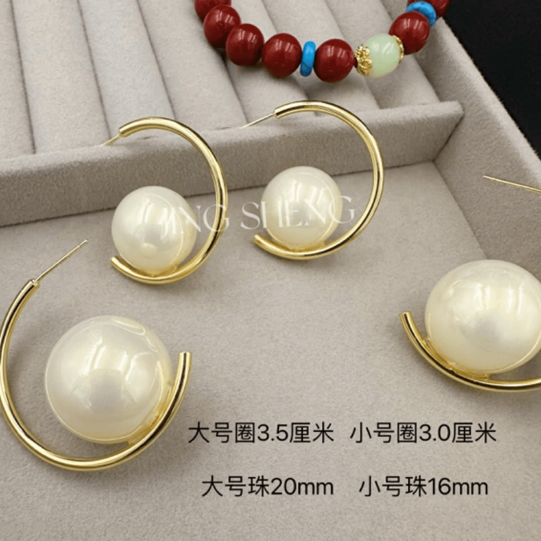 铜合金仿珍珠耳饰 【大珍珠】耳钉小众设计感高级气质耳环时尚百搭