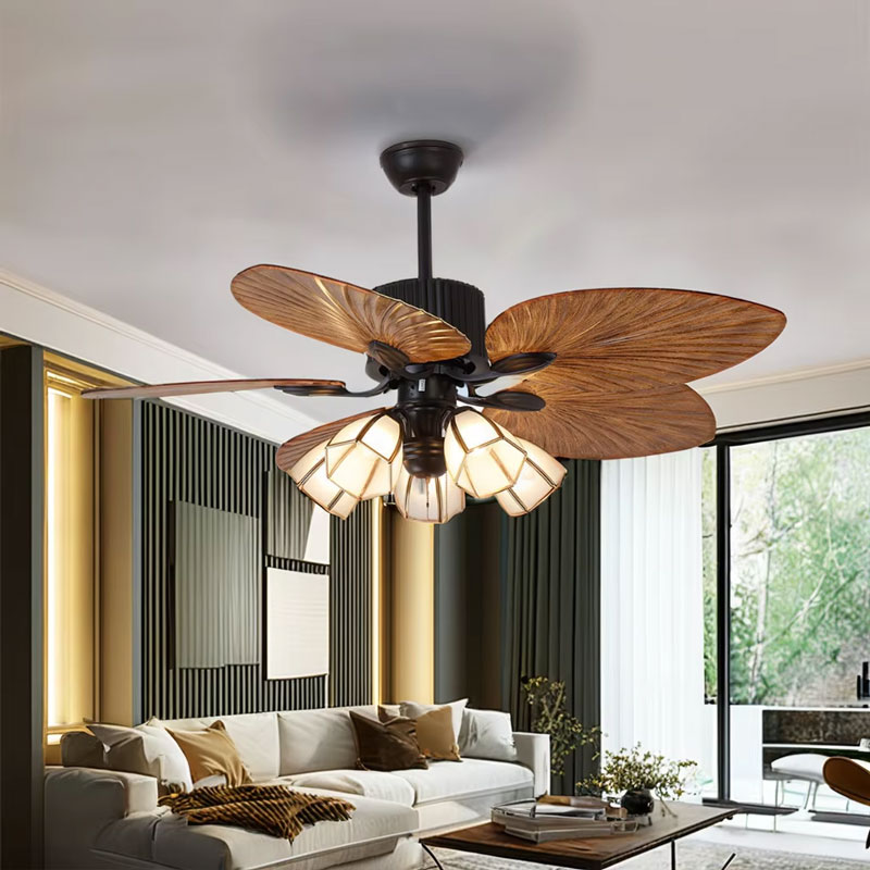 复古美式吊扇灯家用餐厅装饰酒店客厅卧室变频遥控电风扇灯电扇灯