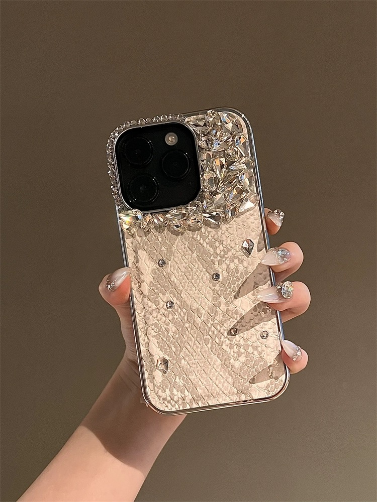 名媛风高级感适用iPhone16promax手机壳蛇纹苹果14女13创意12闪钻